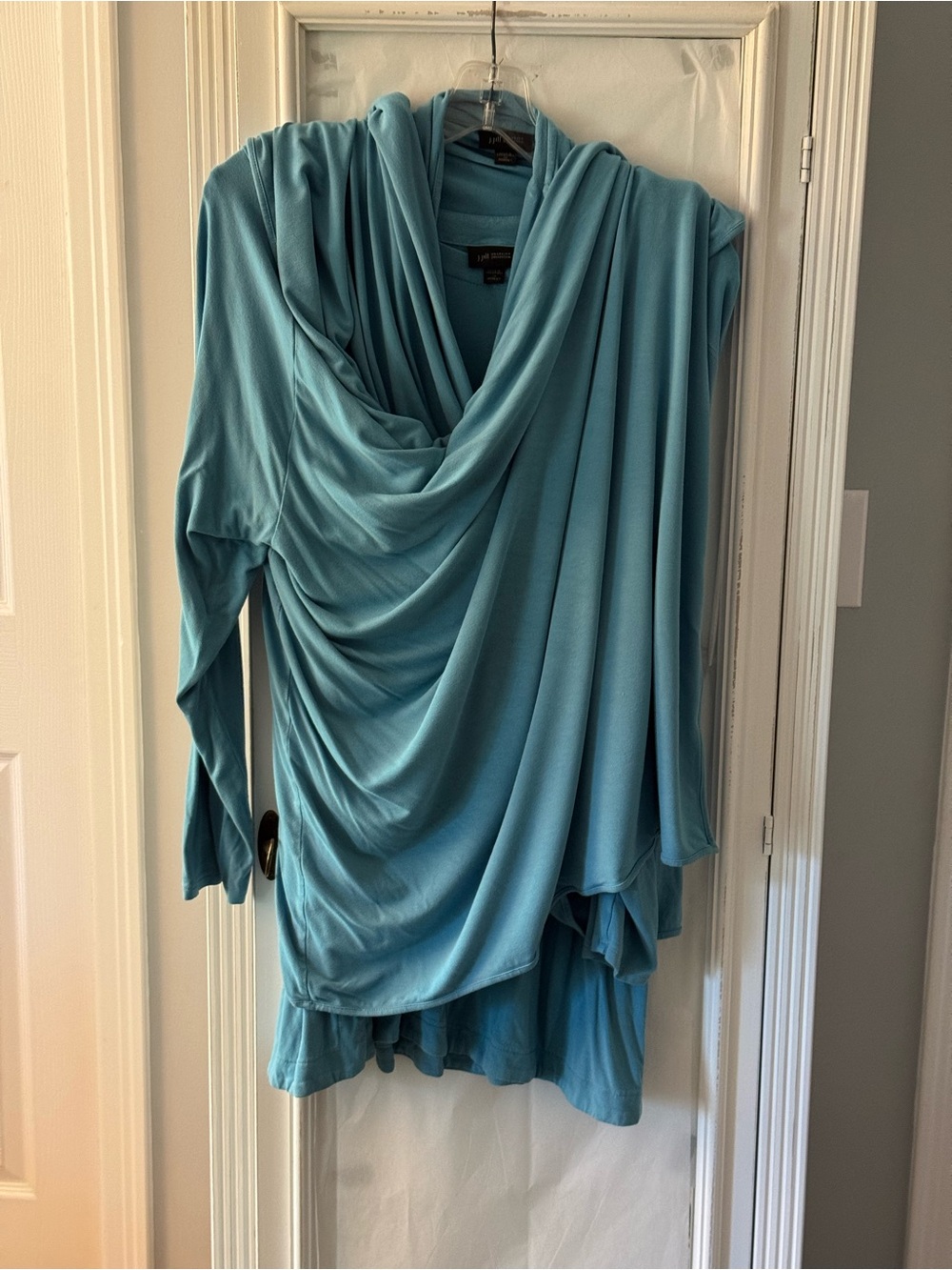 J Jill WEAR EVER Draped Open Front Cardigan & Tank Robbins Egg Blue 3X